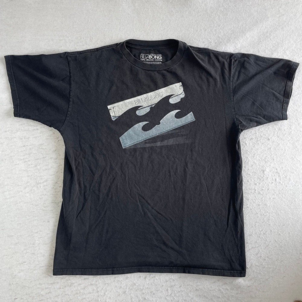 Billabong Graphic T-Shirt Mens XL Black Organic Cotton Short Sleeve Crew Surf